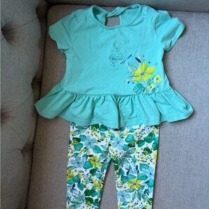 12mo Floral Top & Floral Leggings Set - No Spots - European brand